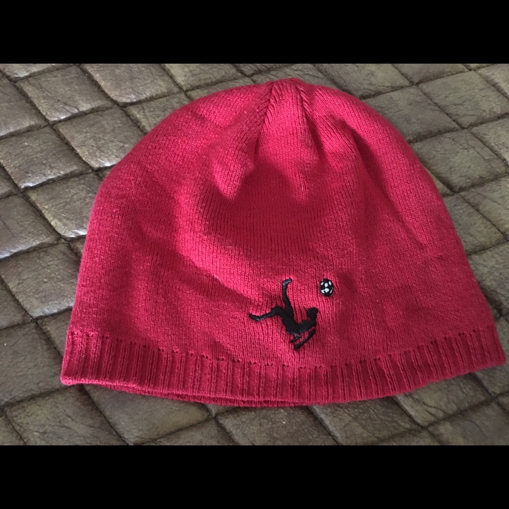 Red Knit I Am Soccer Beanie